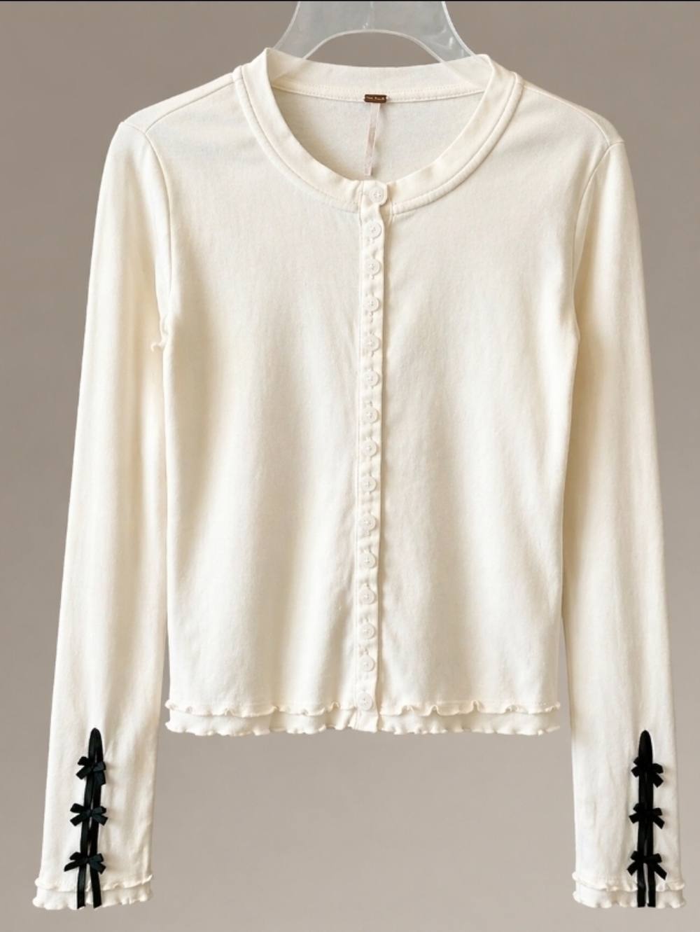 Free People Cream Button-Up Cardigan